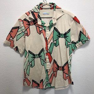 Men's Seaplane Bowtie Pattern Button Up Shirt